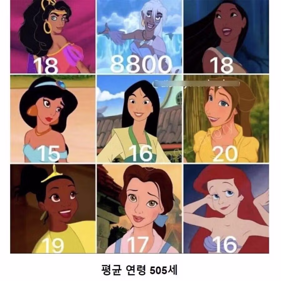디즈니 공주들의 평균연령에 대해 알아보자 2