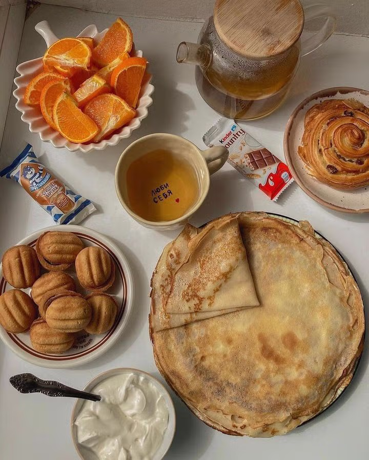 러시아에서 아침 식사로 많이 먹는다는 팬케이크 7