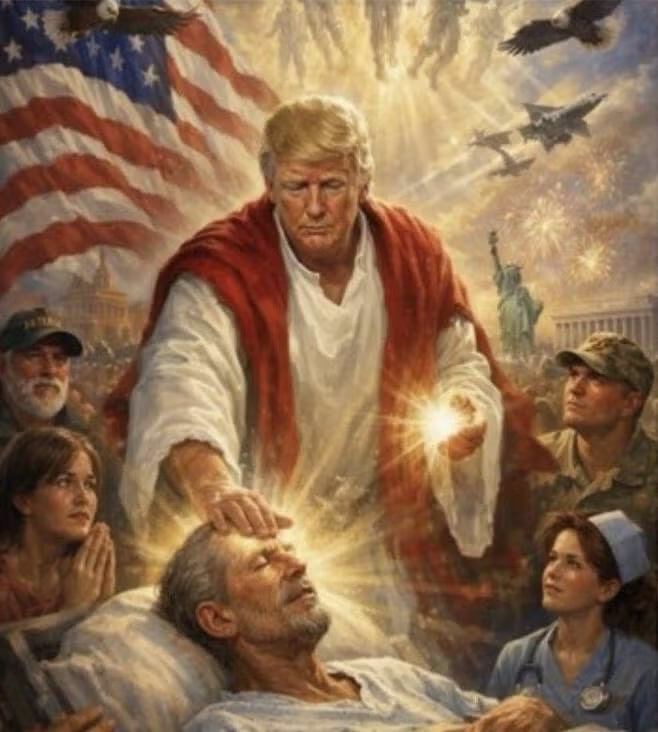 트럼프...AI합성 예수사진 신성 모독 비판에SNS삭제,의사인줄 알고 올려 2