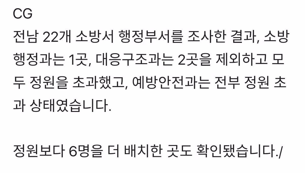 현장 인력은 부족한데..불 안 끄는 소방관은 '정원 초과' - 밈카세