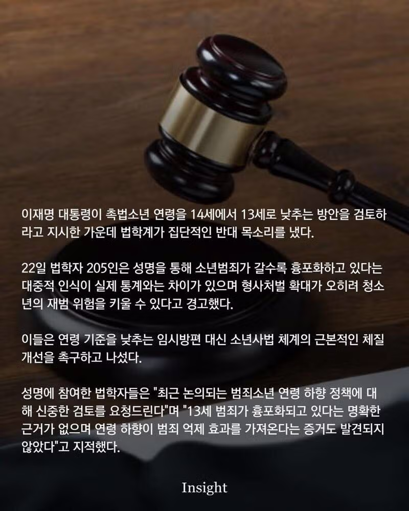 촉법소년연령 하향에 제동건 법학자 205명 - 밈카세