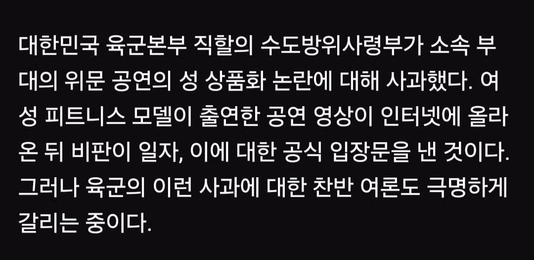 논란 일었던 군부대 위문공연 2