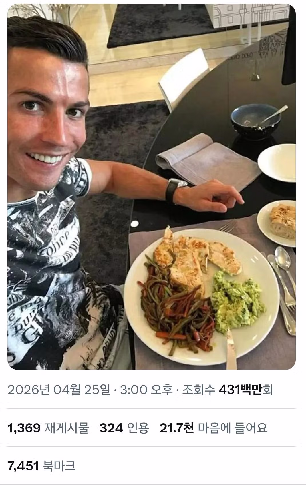 호날두 세끼 식사 수준.jpg - 밈카세