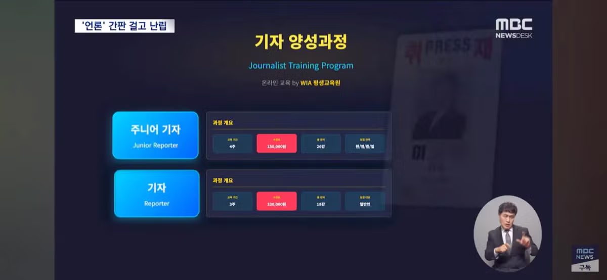 기자증 팔고 한사람이 여러곳운영 심각한 언론상황 - 밈카세