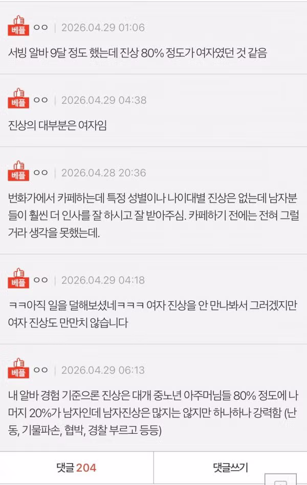 알바해보니 여자는 진상 1도 없다는 사람 - 밈카세