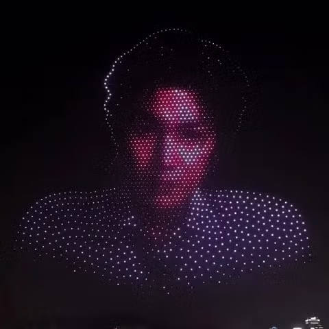 한강공원에서 펼쳐진 방탄소년단 컴백 기념 드론 라이트쇼! 드론으로 만든 방탄소년단 얼굴 4