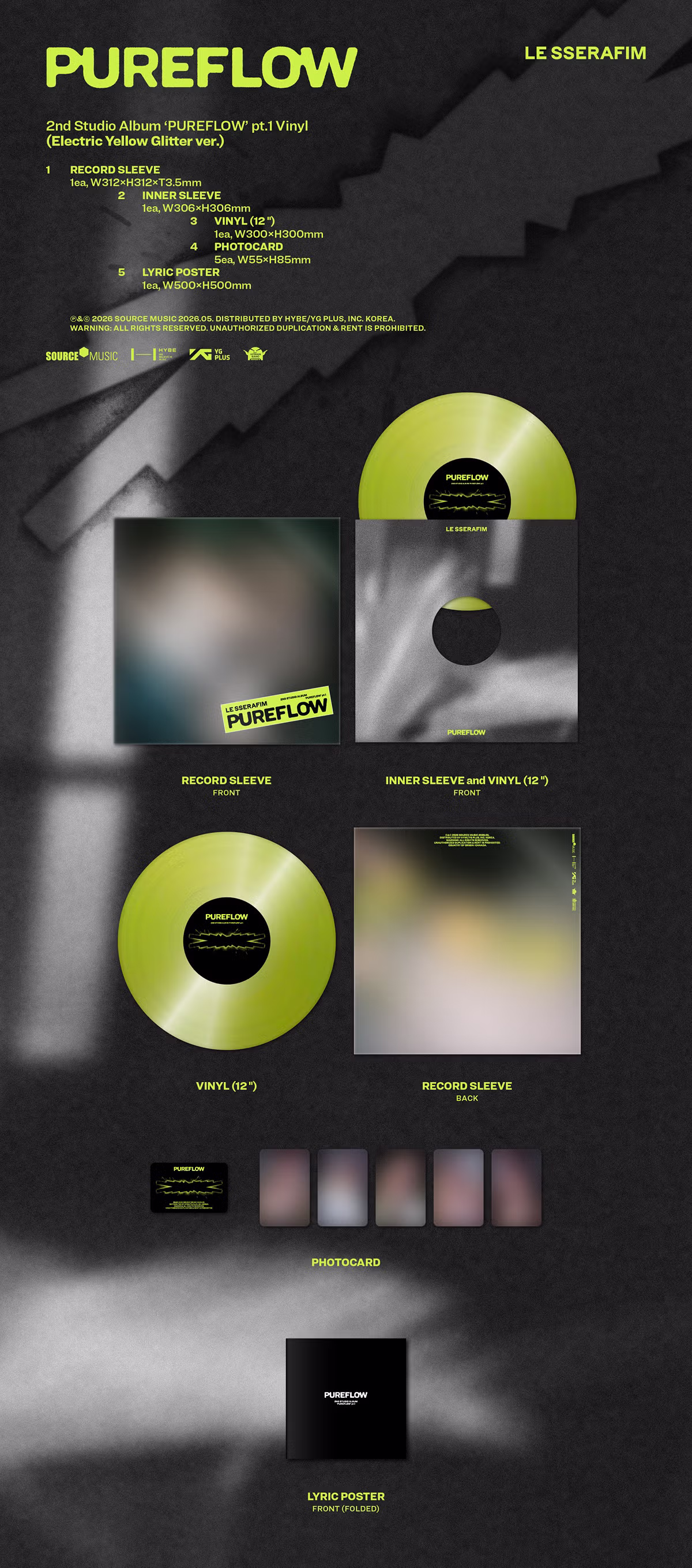 르세라핌 정규 2집 ‘PUREFLOW’ pt.1 미니카메라📸 버전 / 바이닐 버전 예약 구매 안내 - 밈카세