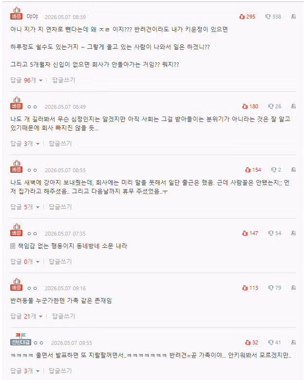 하...반려견 장례로 회사 쉰다는게 맞냐 - 밈카세