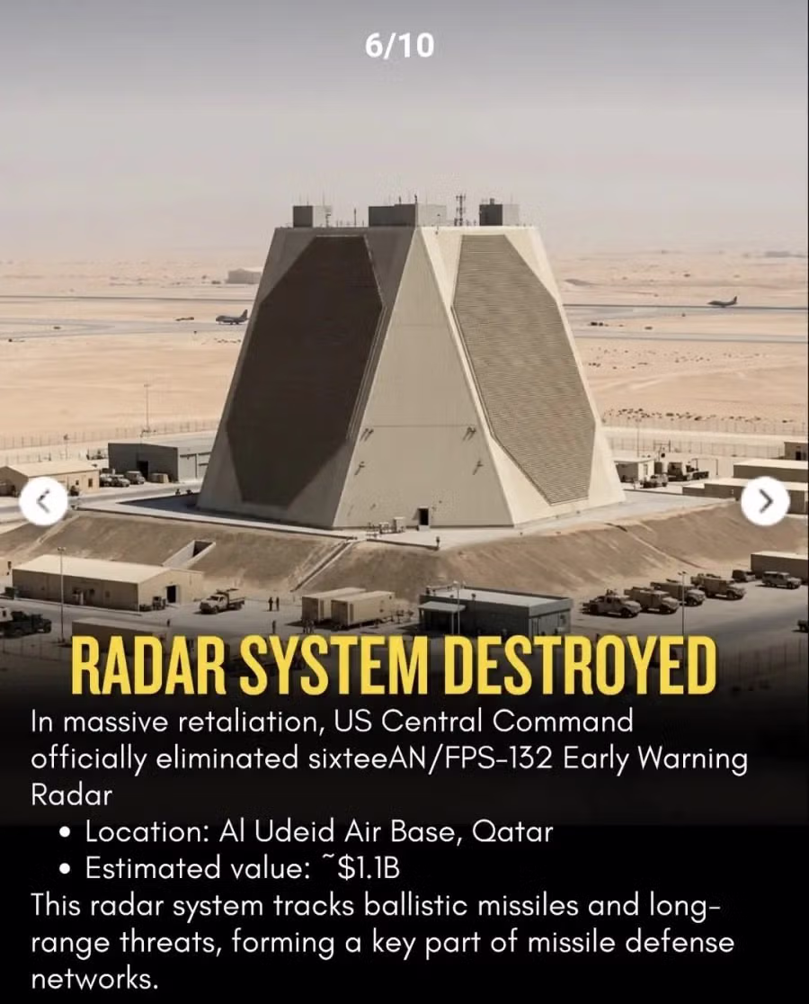 이란 미사일에 파괴된 1조 4천억짜리 레이더 2