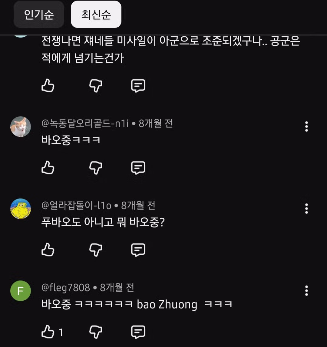 팩트체크 없이 공군 장교분들 이름만 보고 중공군이라고 비하하는 유튜브 댓글들 - 개드립 인기글 이미지 3 - 밈카세
