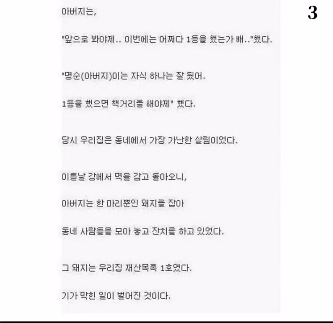 전교 꼴찌였지만 아버지는 돼지를 잡으신 사연 - 인벤 인기글 이미지 3 - 밈카세