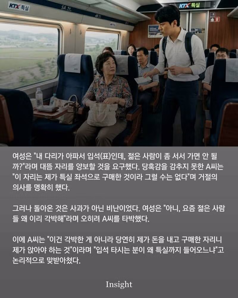 다리가 아프니 젊은 사람이 양보해달라는 요청 - 개드립 인기글 이미지 2 - 밈카세