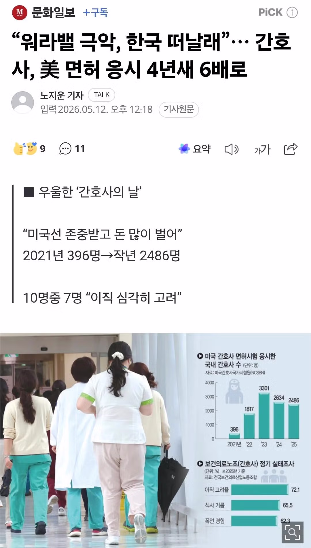 미국으로 이직하는 간호사들이 늘어나며 발생한 현상 - 보배드림 인기글 이미지 1 - 밈카세