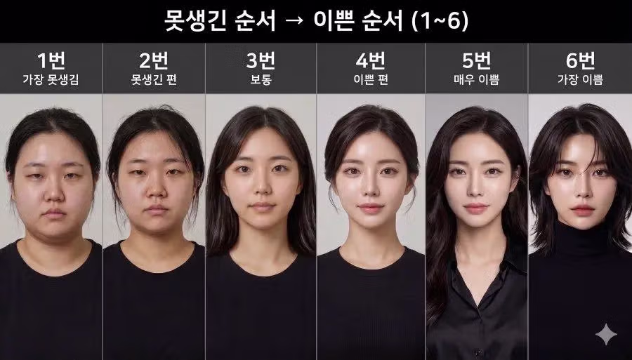 외모 수준별 6단계 구분법 - 인벤 인기글 이미지 3 - 밈카세