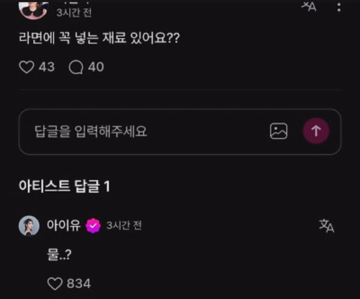 아이유가 라면에 꼭 넣는다는 비법 재료 - 뽐뿌 인기글 이미지 1 - 밈카세