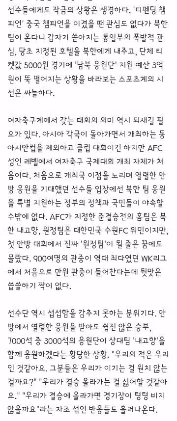 AWCL 4강전 남북전의 공동 응원단 논란 - 클리앙 인기글 이미지 8 - 밈카세