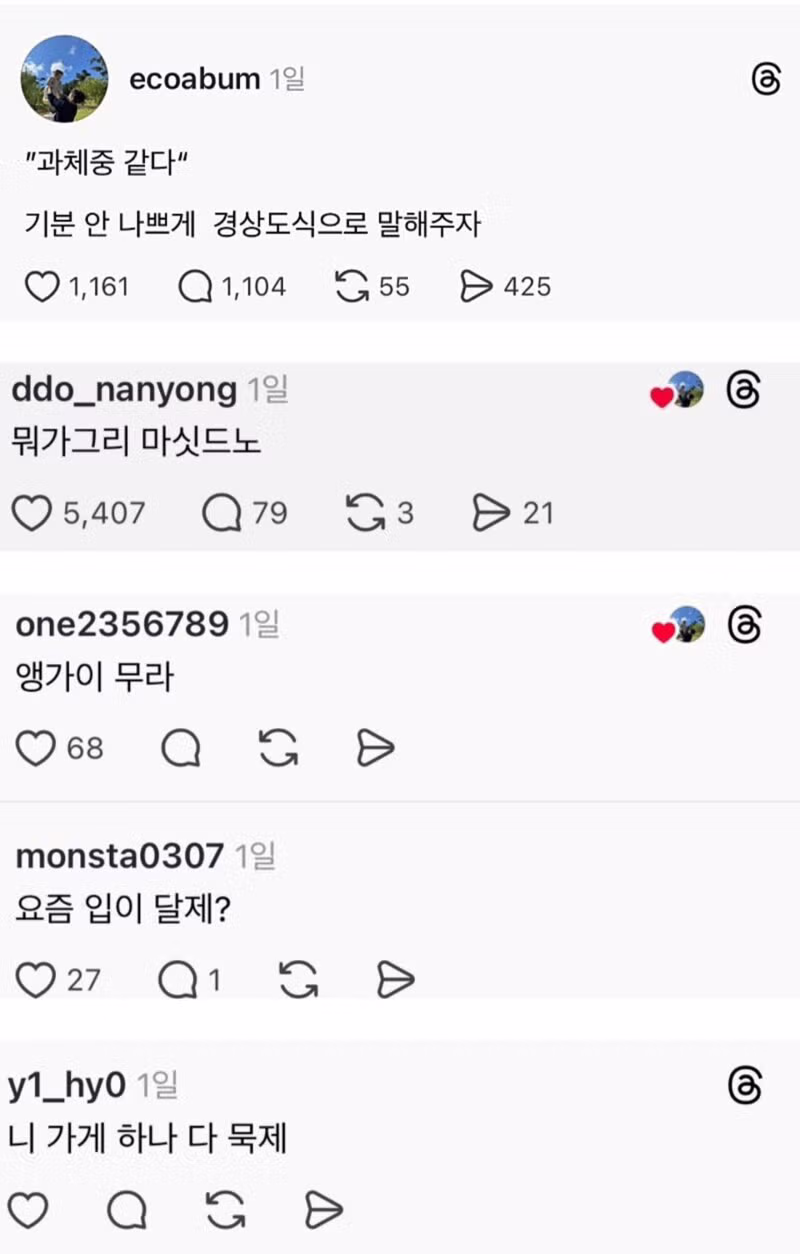 과체중이라는 말을 경상도식으로 기분 좋게 하는 법 - 더쿠 인기글 이미지 1 - 밈카세