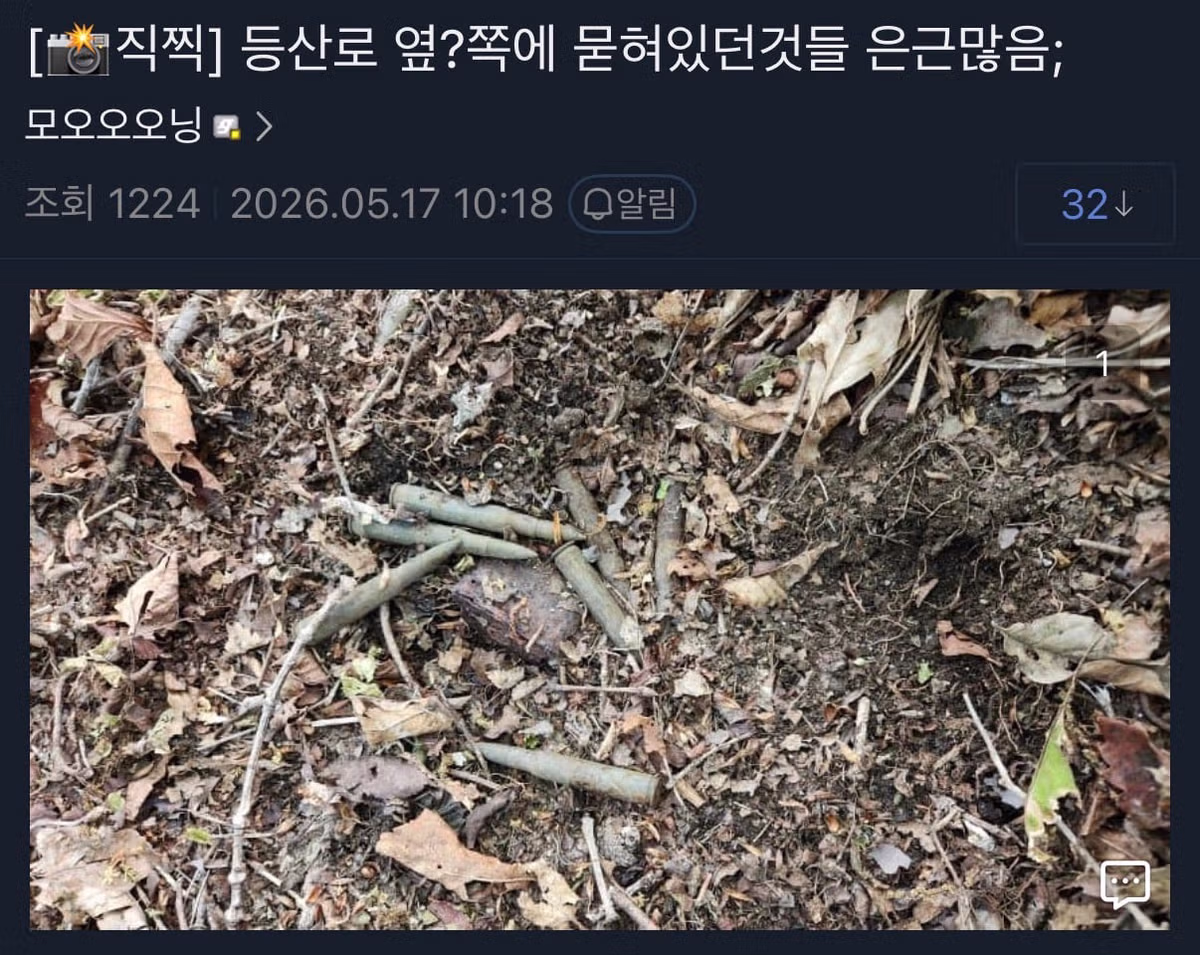등산 중 불발탄을 발견한 군사 갤러리 이용자 - 인벤 인기글 이미지 4 - 밈카세