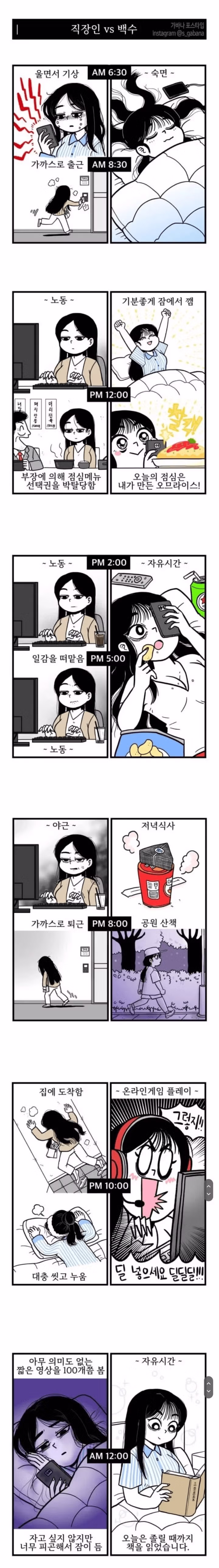 직장인과 백수의 하루 일과 차이 - 보배드림 인기글 이미지 1 - 밈카세