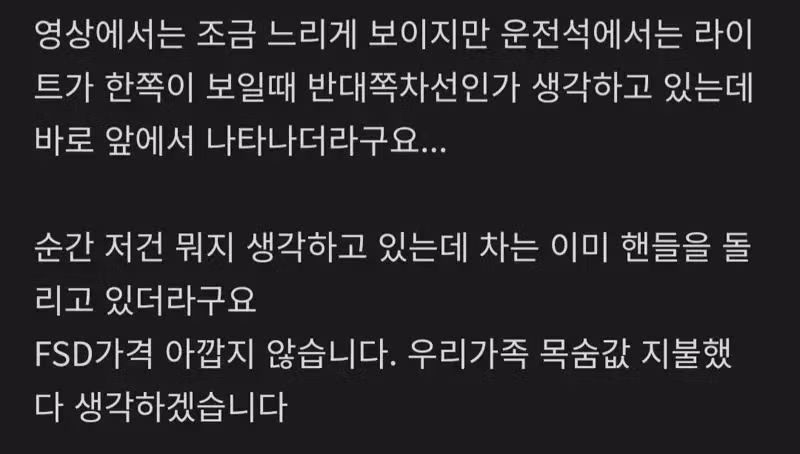 테슬라 FSD가 가족의 목숨을 구한 사례 - 보배드림 인기글 이미지 2 - 밈카세