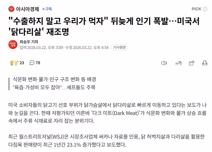닭다리 안 먹는다던 미국 근황 4
