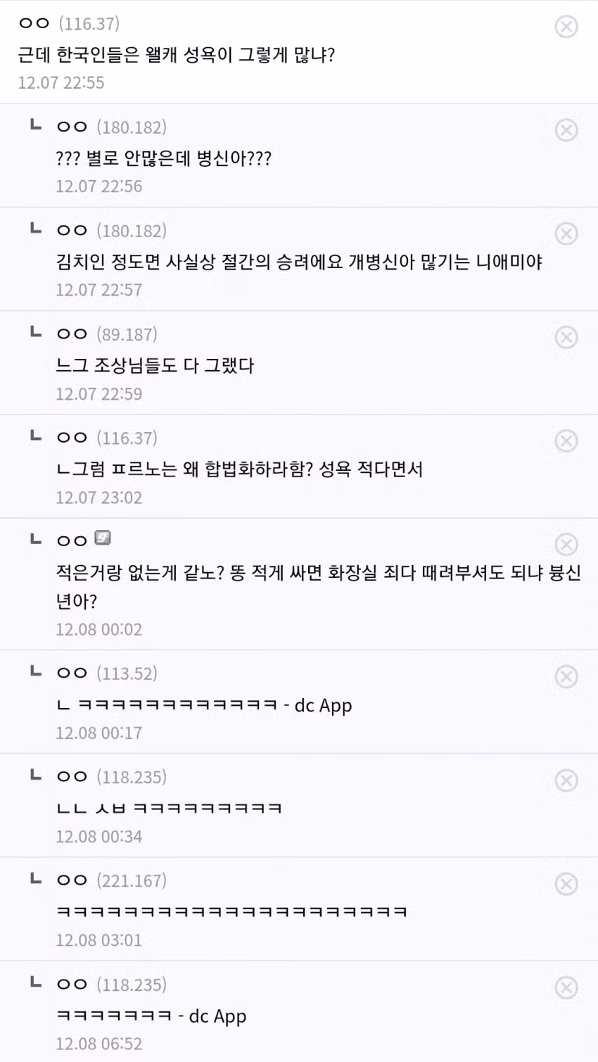 한국인의 성욕 수준에 대한 의문 - 개드립 인기글 이미지 1 - 밈카세