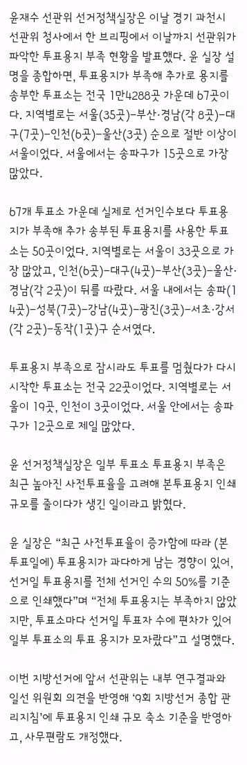 투표용지 부족으로 일부 투표소 운영 일시 중단 - 클리앙 인기글 이미지 2 - 밈카세