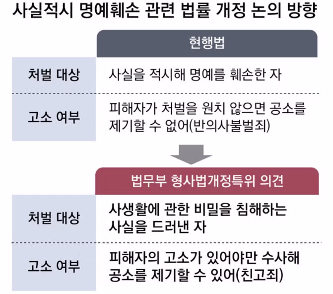 사실적시 명예훼손 처벌 대상 축소 추진 - 보배드림 인기글 이미지 2 - 밈카세