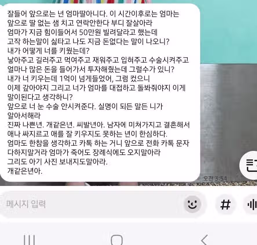 새벽 3시에 엄마한테 받은 카톡 2