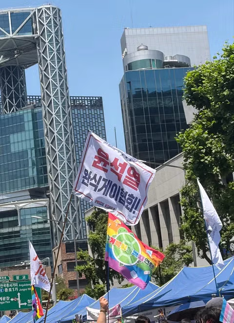 퀴어퍼레이드에 나타난 윤어게이 깃발 - 디시인사이드 인기글 이미지 1 - 밈카세