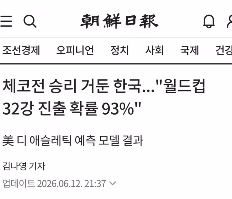 체코전 승리에도 32강 진출 확률이 불안한 이유 - 인벤 인기글 이미지 1 - 밈카세
