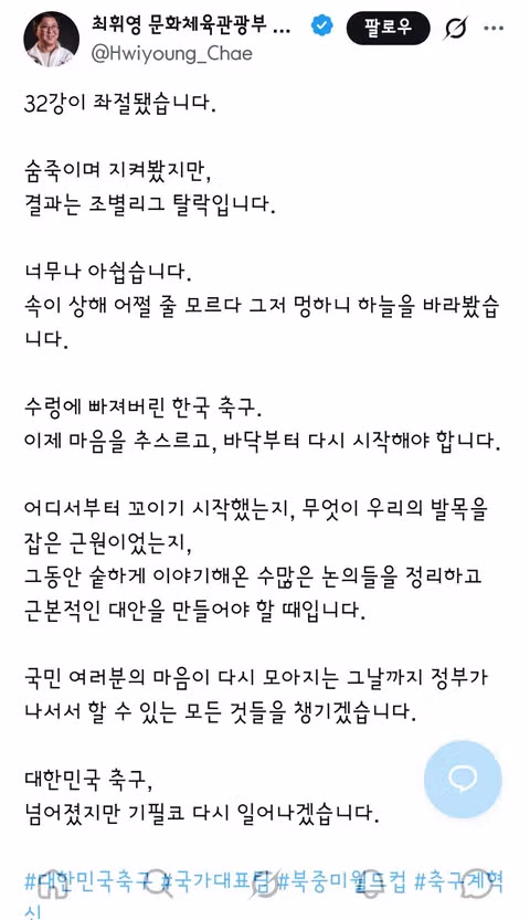 대통령의 월드컵 평가 글/정몽규.클린스만.황선홍.홍명보.이민성.. - 클리앙 인기글 이미지 5 - 밈카세