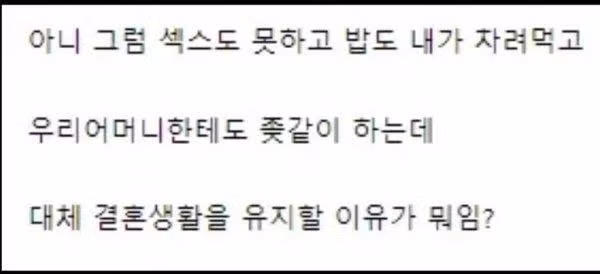 남성들이 공감하는 치명적인 이혼 사유 - 인벤 인기글 이미지 2 - 밈카세