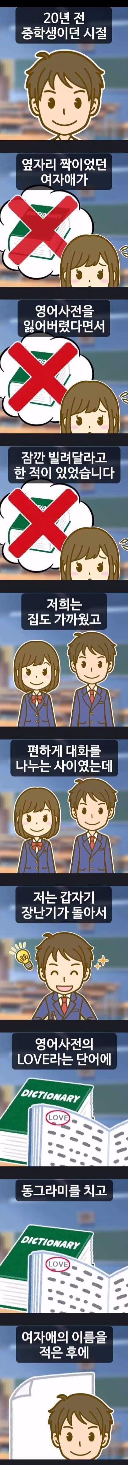 중학생 시절 영어사전 빌려준 썰 만화 - 디시인사이드 인기글 이미지 1 - 밈카세