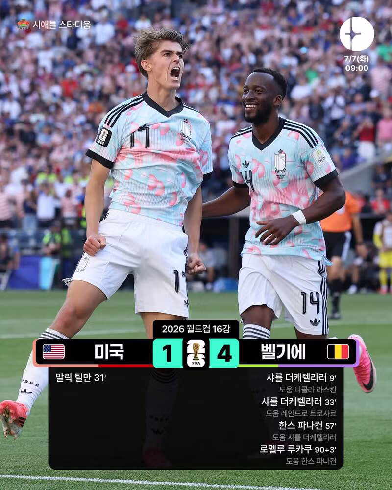 벨기에와 미국의 월드컵 16강전 경기 결과 - 클리앙 인기글 이미지 1 - 밈카세