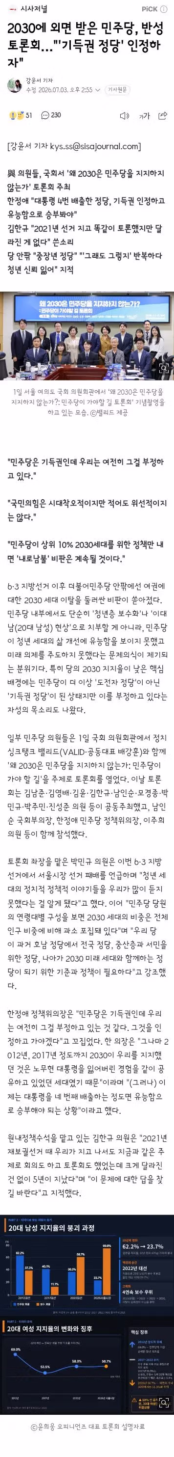 최근 민주당에서 열렸던 2030 관련 토론회 - 클리앙 인기글 이미지 5 - 밈카세