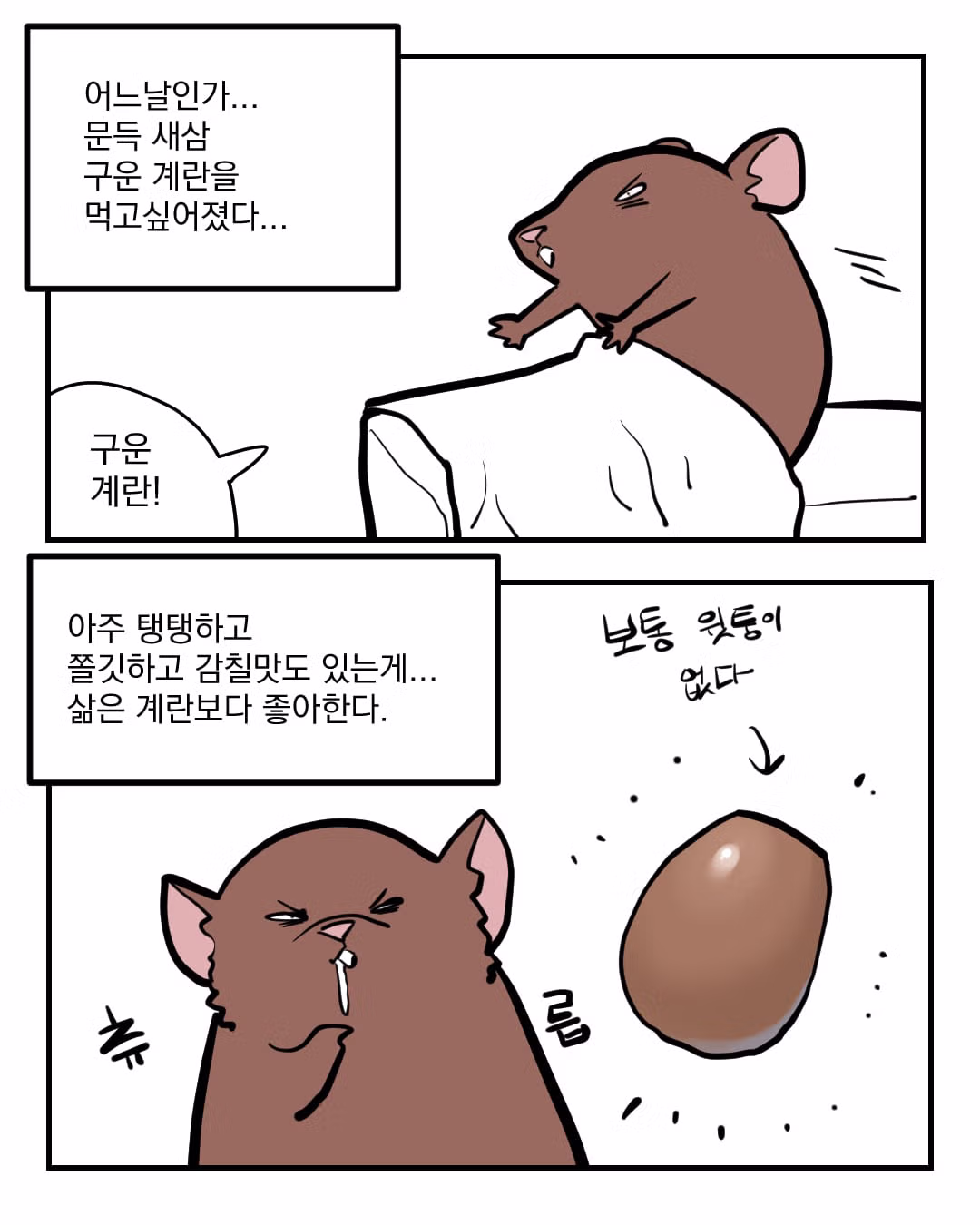 구운 계란을 만들어 먹는 과정이 담긴 만화 - 디시인사이드 인기글 이미지 3 - 밈카세