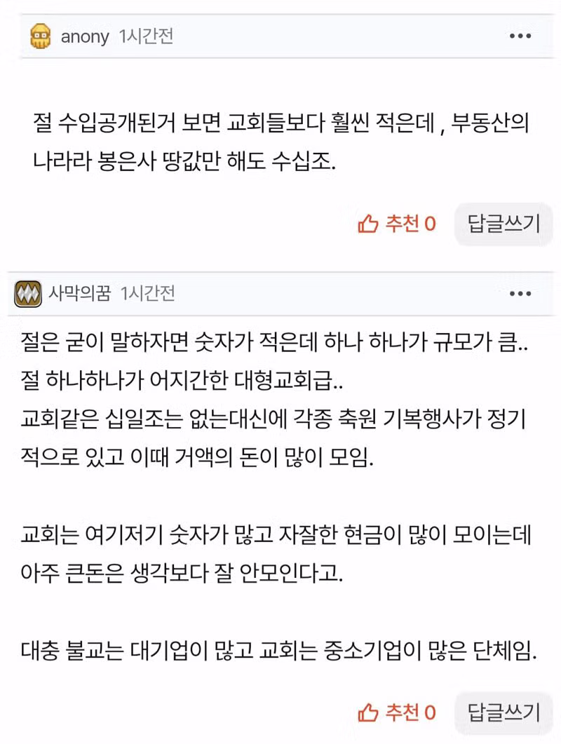 개신교 교회와 불교 사찰의 재산 규모 비교 - 뽐뿌 인기글 이미지 4 - 밈카세