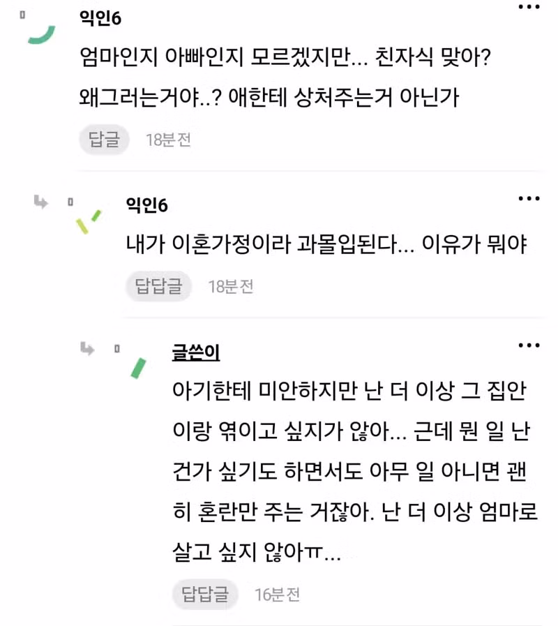 이혼 후 양육권을 포기한 상황에서 아이에게 온 전화 - 디시인사이드 인기글 이미지 3 - 밈카세