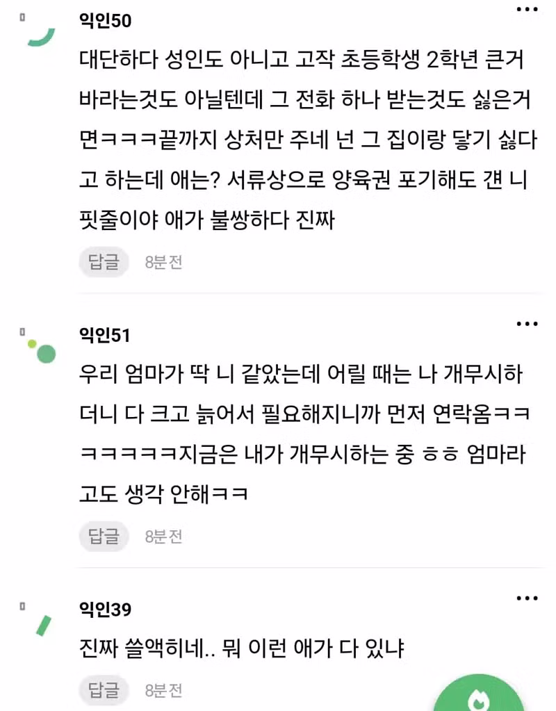 이혼 후 양육권을 포기한 상황에서 아이에게 온 전화 - 디시인사이드 인기글 이미지 10 - 밈카세