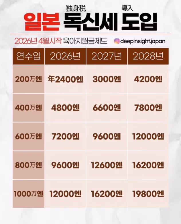 일본 독신세 도입 2