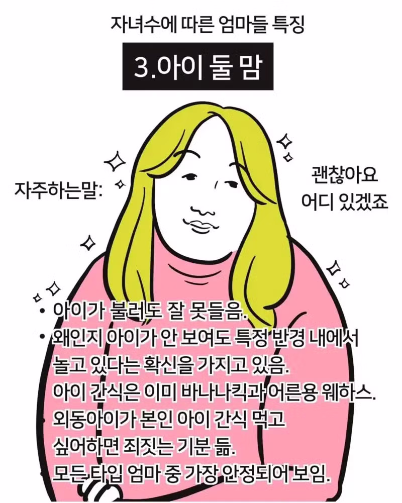 자녀 수에 따라 달라지는 엄마들의 특징 - 개드립 인기글 이미지 3 - 밈카세