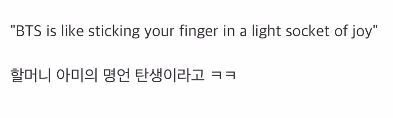 BTS 음악을 소켓 구멍에 손가락 넣는 기분이라고 표현한 할머니 - 보배드림 인기글 이미지 14 - 밈카세