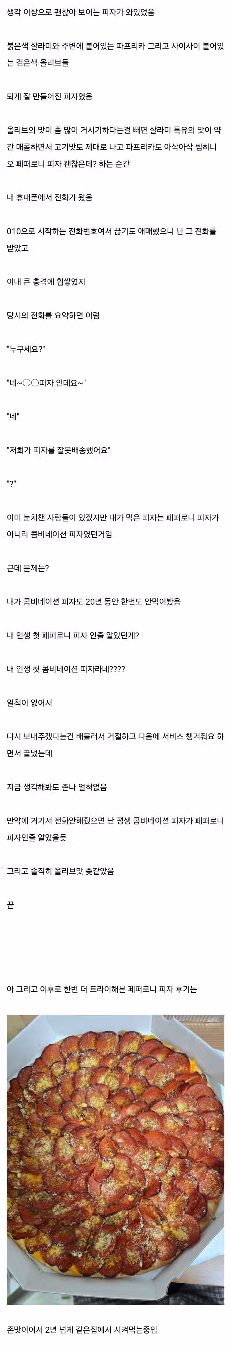 존나 얼척없는 페퍼로니 피자썰 2