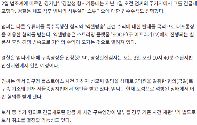 '사적제재' 유튜버 엄태웅, 특수폭행·탈세 혐의 긴급체포 2