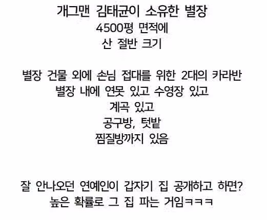 개그맨 김태균이 공개한 4500평 별장 2