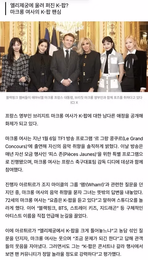 마크롱 여사 '손주들과 소통하려면 K-팝으로 대화해야' 2