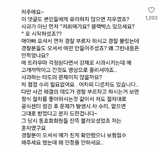 차 주먹으로 친 아이와 부모의 태도 논란 - 인벤 인기글 이미지 2 - 밈카세