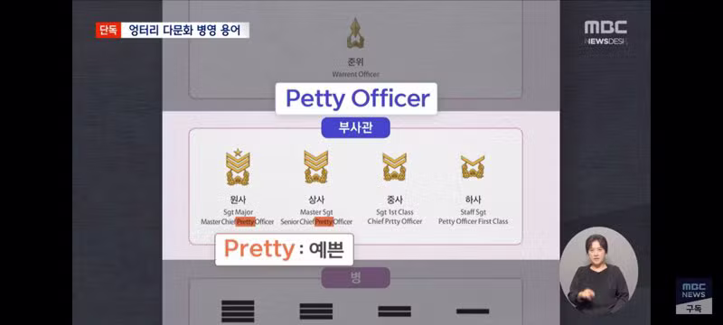 부사관을 '예쁜 장교'라고 번역한 국방부 - 클리앙 인기글 이미지 4 - 밈카세