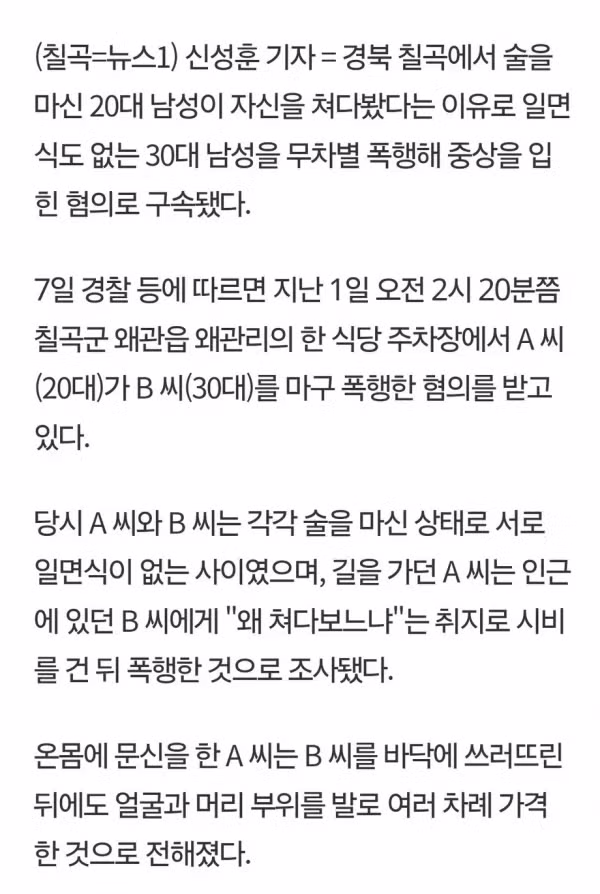 행인들 무차별 폭행한 20대 문신남 - 인벤 인기글 이미지 2 - 밈카세